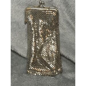 Vintage Silver Metal Mesh Kiss Lock Coin Eyeglass Case Art Deco MCM cigarettes